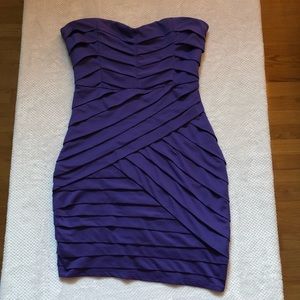 Strapless bodycon grape purple dress